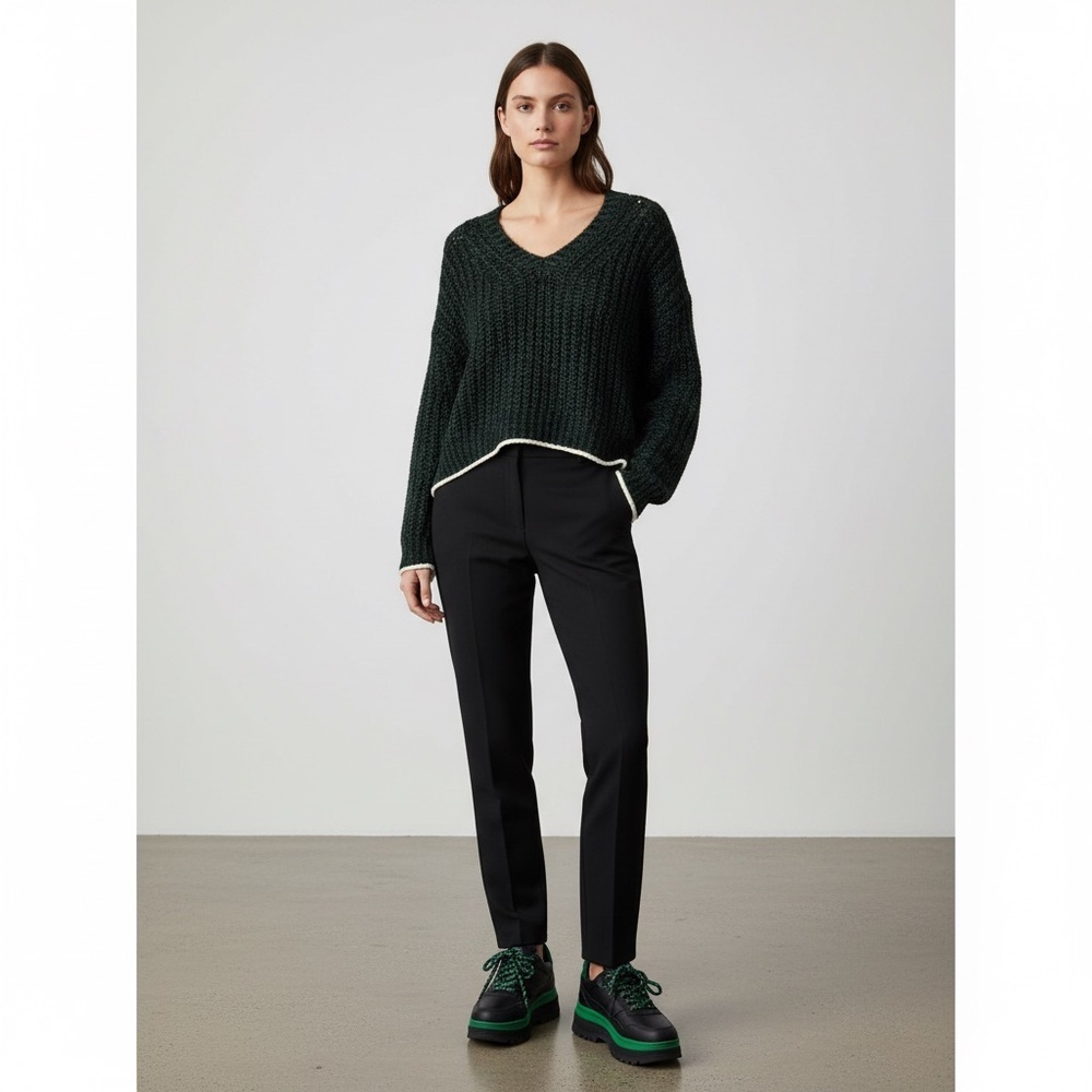 Wilfred Aritzia Eleanor black/botany chunky knit sweater size large NWT